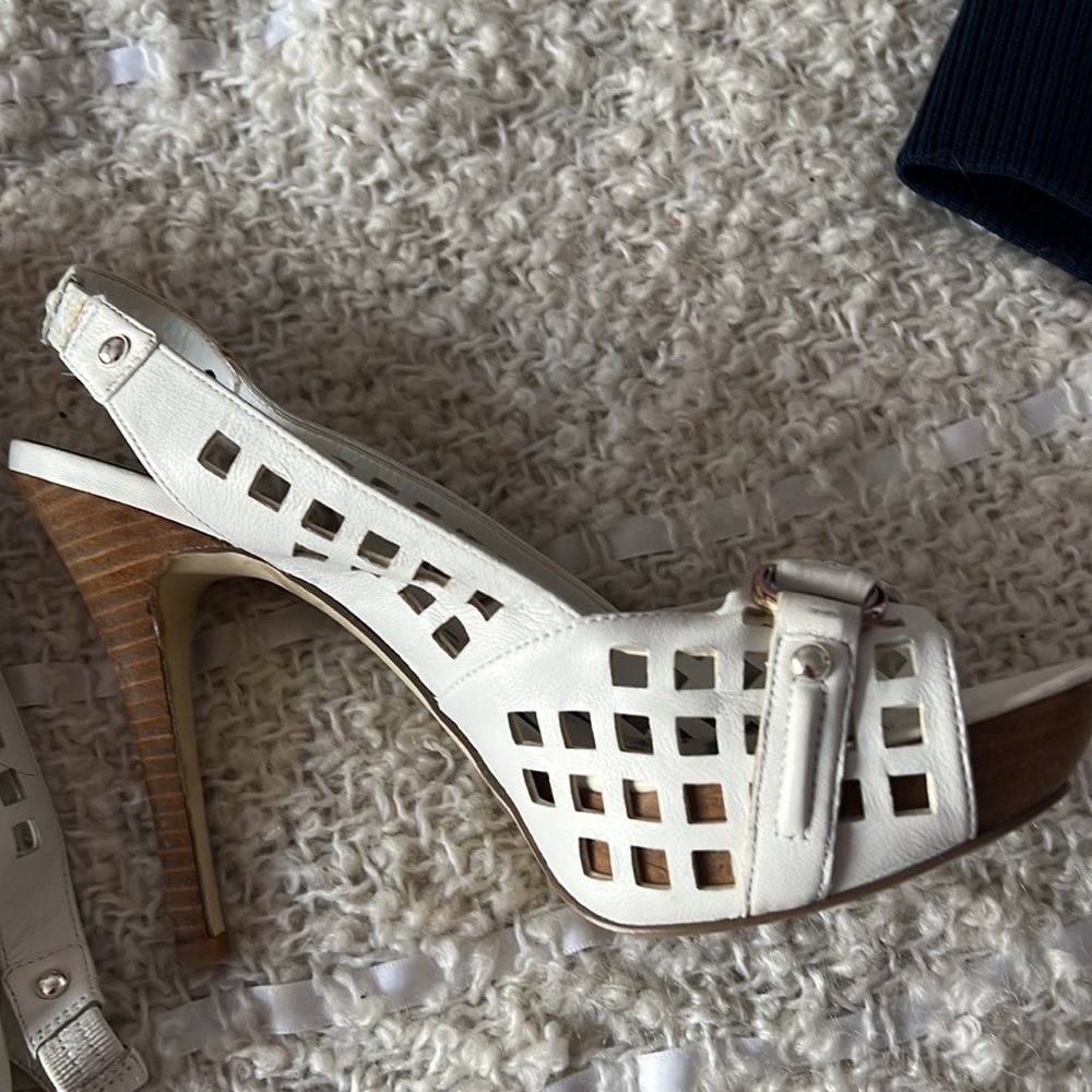 White Guess Platform Heels. 7